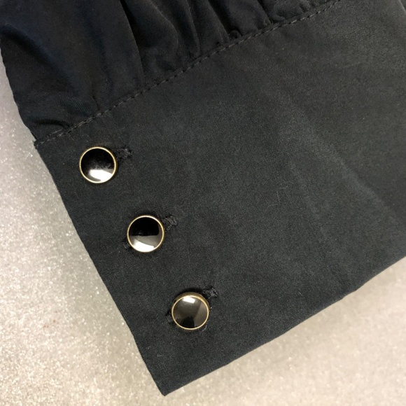 NWT Ruffled Collared Blouse with Tie in Black - Picture 3 of 15